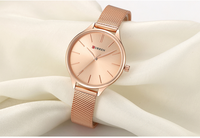 Zegarek damski CURREN z prostą bransoletką i siateczkowym paskiem - kwarcowy zegar dla eleganckiej kobiety - Wianko - 15