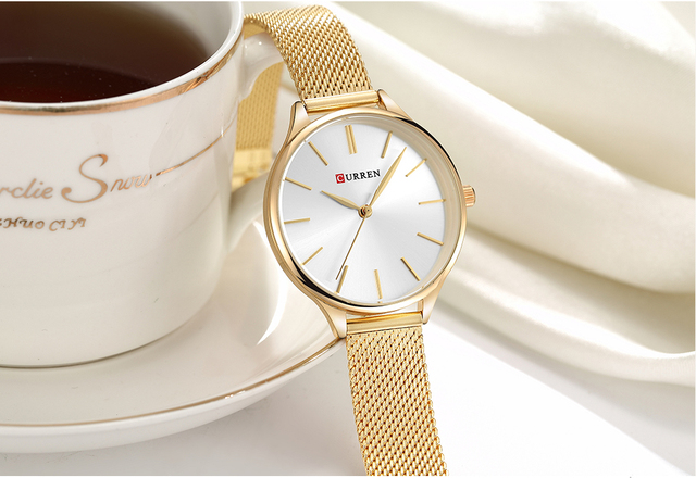 Zegarek damski CURREN z prostą bransoletką i siateczkowym paskiem - kwarcowy zegar dla eleganckiej kobiety - Wianko - 21