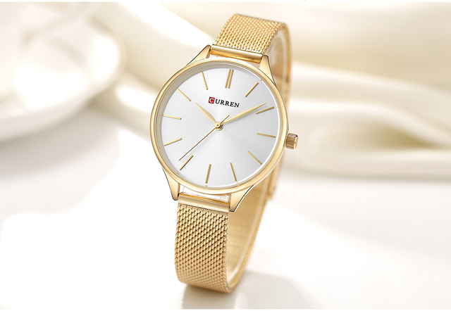 Zegarek damski CURREN z prostą bransoletką i siateczkowym paskiem - kwarcowy zegar dla eleganckiej kobiety - Wianko - 20