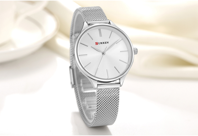 Zegarek damski CURREN z prostą bransoletką i siateczkowym paskiem - kwarcowy zegar dla eleganckiej kobiety - Wianko - 25