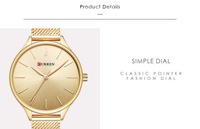 Zegarek damski CURREN z prostą bransoletką i siateczkowym paskiem - kwarcowy zegar dla eleganckiej kobiety - Wianko - 5