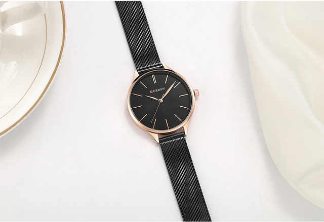 Zegarek damski CURREN z prostą bransoletką i siateczkowym paskiem - kwarcowy zegar dla eleganckiej kobiety - Wianko - 18