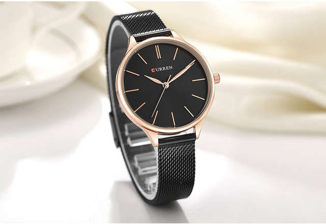 Zegarek damski CURREN z prostą bransoletką i siateczkowym paskiem - kwarcowy zegar dla eleganckiej kobiety - Wianko - 17
