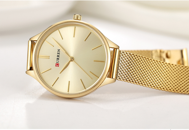 Zegarek damski CURREN z prostą bransoletką i siateczkowym paskiem - kwarcowy zegar dla eleganckiej kobiety - Wianko - 12