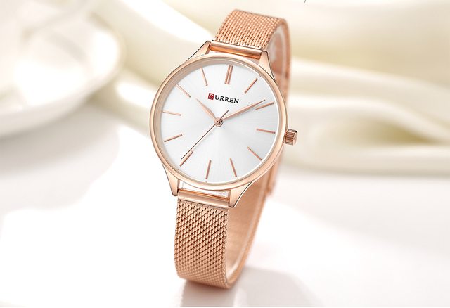 Zegarek damski CURREN z prostą bransoletką i siateczkowym paskiem - kwarcowy zegar dla eleganckiej kobiety - Wianko - 23
