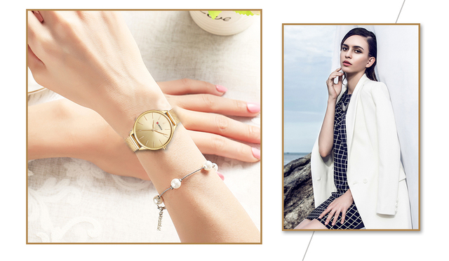 Zegarek damski CURREN z prostą bransoletką i siateczkowym paskiem - kwarcowy zegar dla eleganckiej kobiety - Wianko - 13