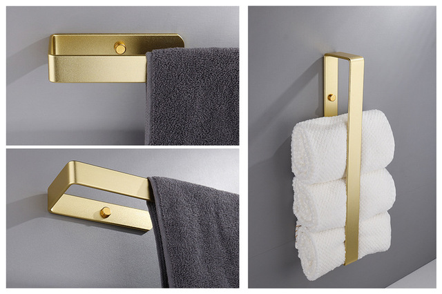 Uchwyt na papier toaletowy i haki na ręczniki ULA, szczotkowane złoto, akcesoria łazienkowe, aluminiowe zestawy sprzętu do kąpieli - Wianko - 5