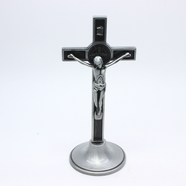 Antyczny krzyż z relikwiami Jezusa na stojaku do dekoracji ściany - Wianko - 2
