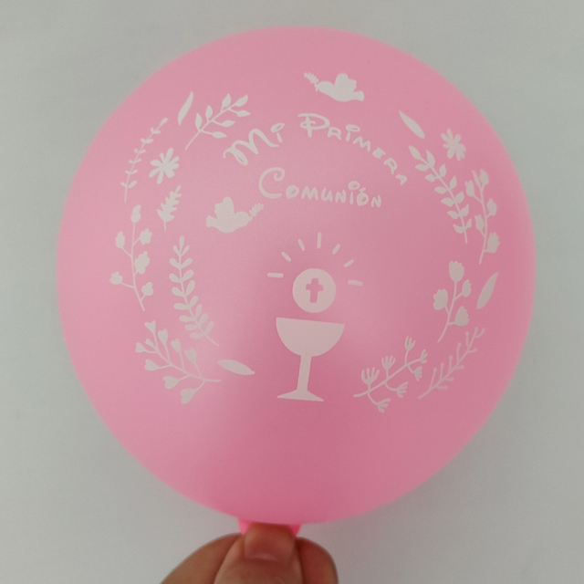 50 sztuk dekoracyjnych balonów 10 Cal niebiesko-różowych hiszpańskich Mi Primera Comunión dla dzieci na pierwszą komunię - Wianko - 6