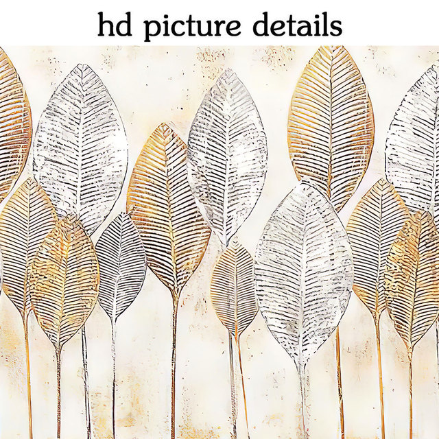 Nowoczesny plakat obraz na płótnie ze złotym liściem - abstrakcyjny krajobraz do salonu - Wianko - 7