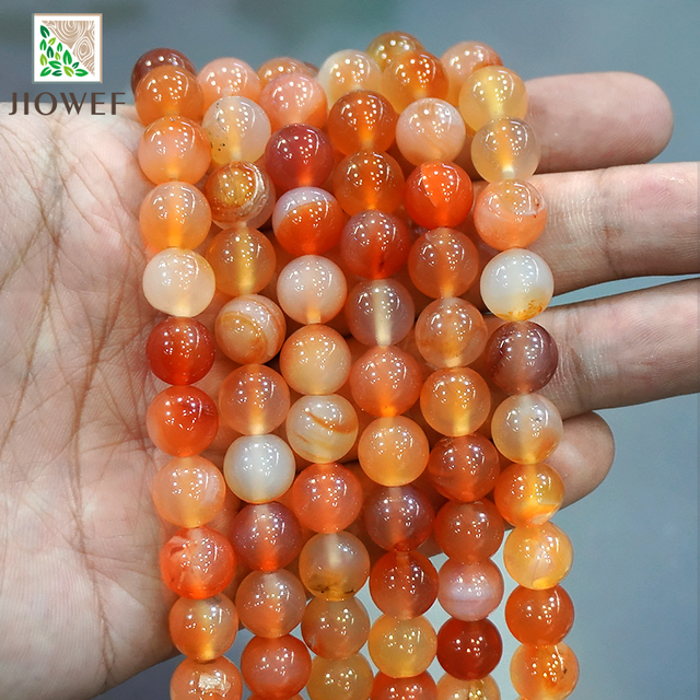 Kamień naturalny karneol czerwono-pomarańczowy - Luźne okrągłe koraliki 4-14MM do tworzenia bransoletek DIY (15 sufiks) - Wianko - 4