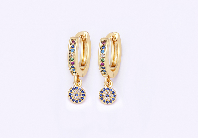Luksusowe kolczyki wiszące z tureckim Evil Eye, niebieskimi cyrkoniami i eleganckim wisiorkiem - Wianko - 5