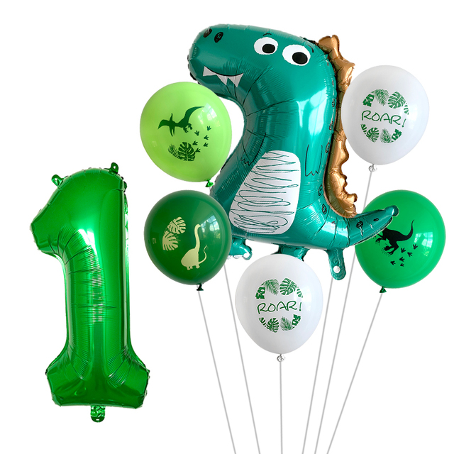 Dekoracja urodzinowa dżungli - 7 balonów dinozaurów 1-9 lat - Wianko - 1