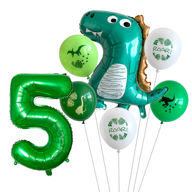 Dekoracja urodzinowa dżungli - 7 balonów dinozaurów 1-9 lat - Wianko - 5
