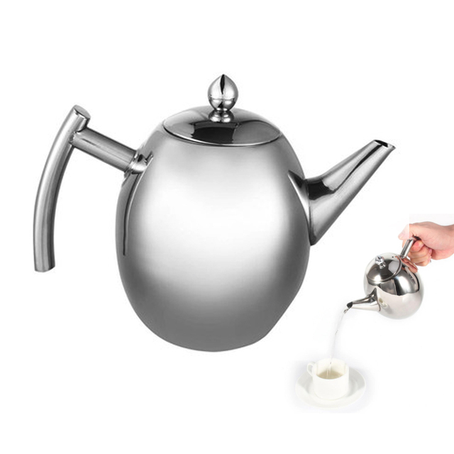 Czajnik do herbaty ze stali nierdzewnej, dużej pojemności 1000/1500ML, odporny na ciepło z filtrem do mleka i herbatą oolong Flower - Wianko - 3