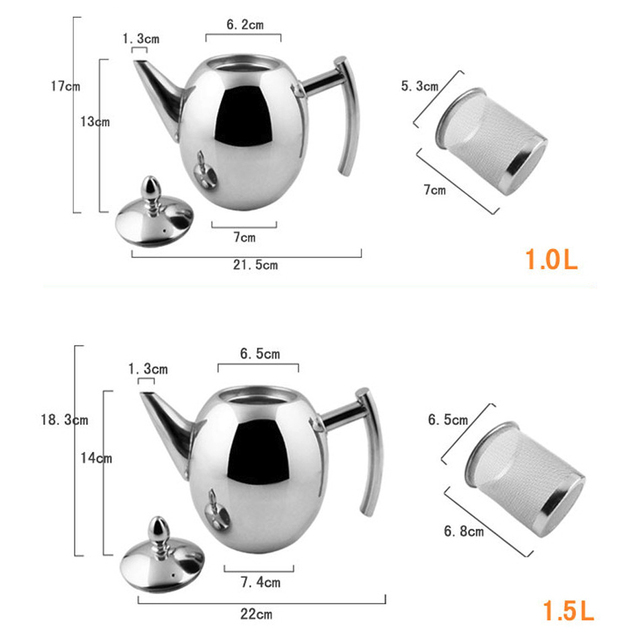 Czajnik do herbaty ze stali nierdzewnej, dużej pojemności 1000/1500ML, odporny na ciepło z filtrem do mleka i herbatą oolong Flower - Wianko - 10