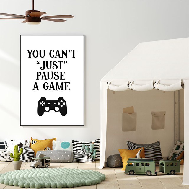 Plakat Gamer Gaming Geek - minimalistyczne malarstwo Gamepad na płótnie z cytatem Nordic - idealny do salonu - Wianko - 6