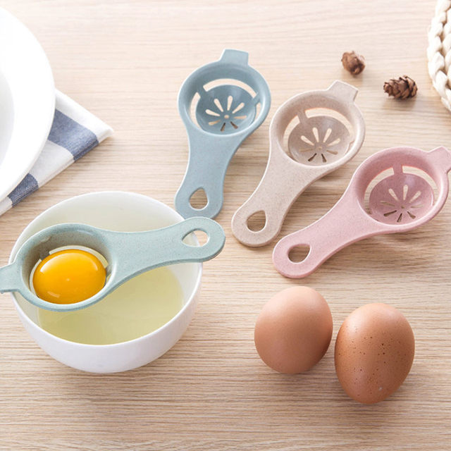 Mini Separator białka od żółtka jaj - ergonomiczny, kreatywny uchwyt, pszenica słoma, narzędzie kuchenne - Wianko - 1