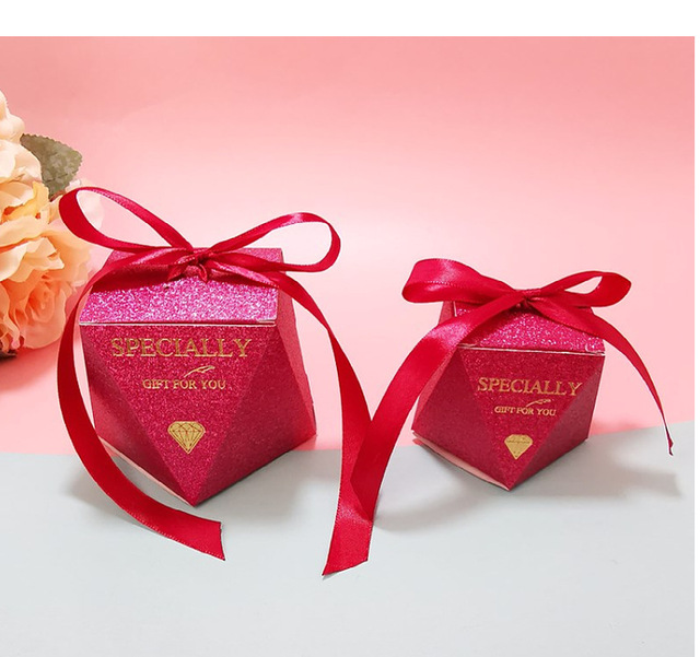 Nowoczesna bordowa torba na prezent z diamentowym wzorem - idealna na Baby Shower, ślub, czy pakowanie czekoladek i cukierków - Wianko - 7
