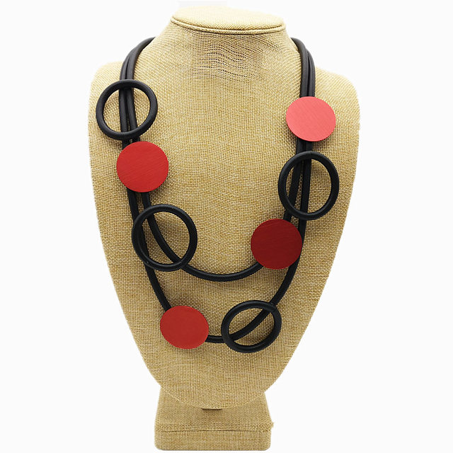 Wisiorek Choker czerwony metalowy, styl Vintage, czarne koło gumowe, czeska biżuteria - Wianko - 16