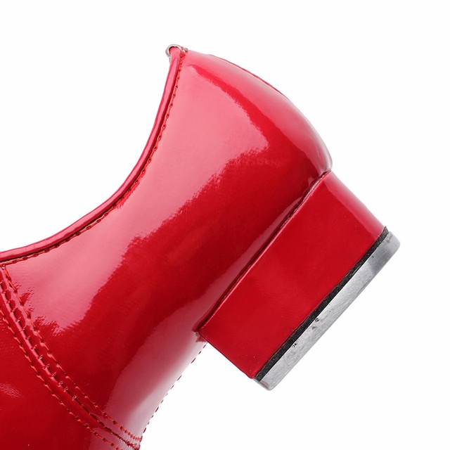 Tańczące buty skórzane, czarne/czerwone/białe, duży rozmiar 27-46, miękka podeszwa, unisex WD313 - Wianko - 13