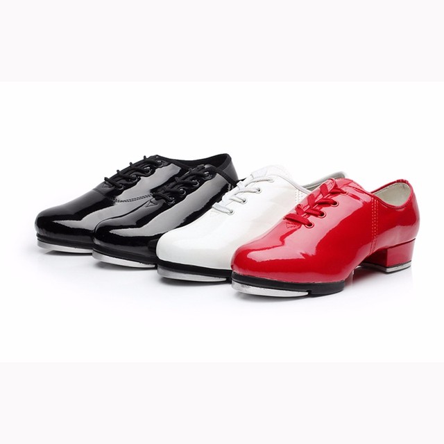 Tańczące buty skórzane, czarne/czerwone/białe, duży rozmiar 27-46, miękka podeszwa, unisex WD313 - Wianko - 3
