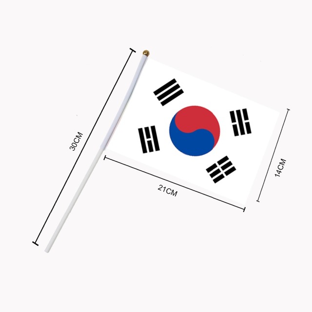 10 sztuk Koreańskie kije flagi 14x21 cm z białym biegunem - żywe kolory, odporne na blaknięcie - flagi do ręki - Wianko - 22