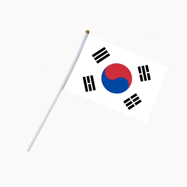 10 sztuk Koreańskie kije flagi 14x21 cm z białym biegunem - żywe kolory, odporne na blaknięcie - flagi do ręki - Wianko - 21