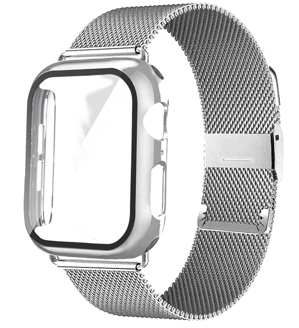 Szkło + etui + pasek do zegarka Apple 44mm 40mm 38mm 42mm tęczowa pętla magnetyczna bransoletka iwatch seria 3 4 5 se 6 - Wianko - 2