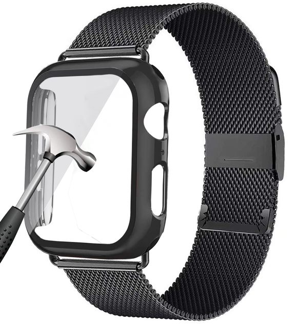 Szkło + etui + pasek do zegarka Apple 44mm 40mm 38mm 42mm tęczowa pętla magnetyczna bransoletka iwatch seria 3 4 5 se 6 - Wianko - 1