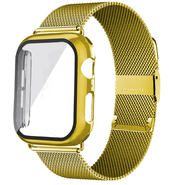 Szkło + etui + pasek do zegarka Apple 44mm 40mm 38mm 42mm tęczowa pętla magnetyczna bransoletka iwatch seria 3 4 5 se 6 - Wianko - 3