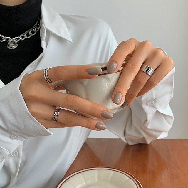 Nowoczesny zestaw 3 złotych i srebrnych pierścieni na palec - wyjątkowa biżuteria dla kobiet - Wianko - 8
