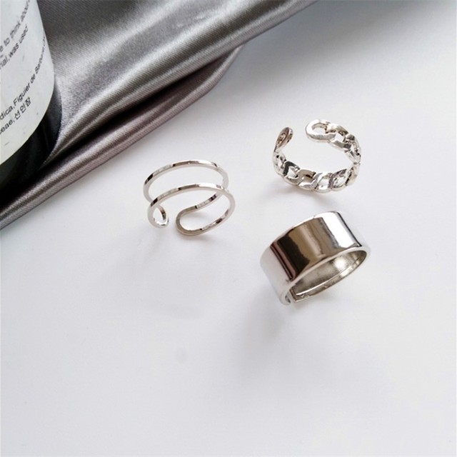 Nowoczesny zestaw 3 złotych i srebrnych pierścieni na palec - wyjątkowa biżuteria dla kobiet - Wianko - 12