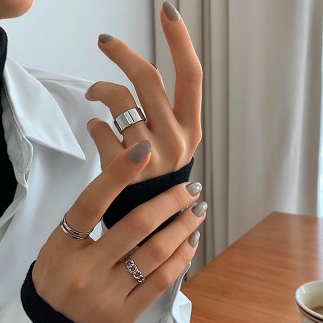 Nowoczesny zestaw 3 złotych i srebrnych pierścieni na palec - wyjątkowa biżuteria dla kobiet - Wianko - 6