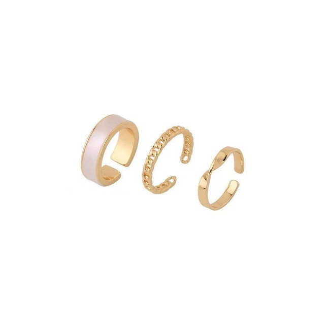 Nowoczesny zestaw 3 złotych i srebrnych pierścieni na palec - wyjątkowa biżuteria dla kobiet - Wianko - 2
