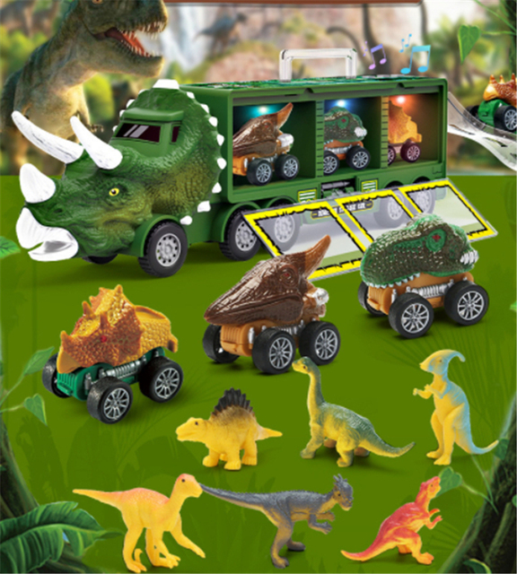 Samochód ciężarowy transporter dla dzieci - dinozaur modelowy z oświetleniem i muzyką - Wianko - 1