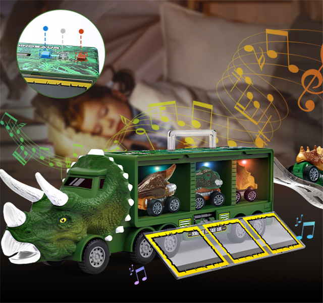 Samochód ciężarowy transporter dla dzieci - dinozaur modelowy z oświetleniem i muzyką - Wianko - 7