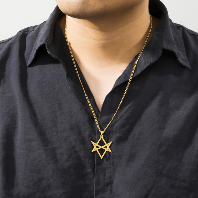 Naszyjnik Dawapara Thelema Unicursal - duchowa biżuteria o wzorze heksagramu z geometryczną talizmanem - Wianko - 2
