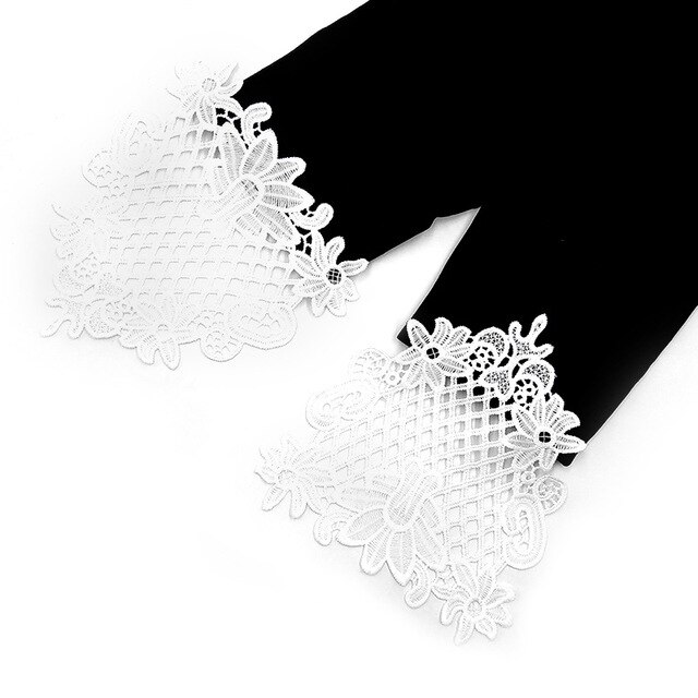 Kwiatowe spodnie haftowane z koronkowymi trójwymiarowymi wydrążonymi zdobieniami - Wianko - 1