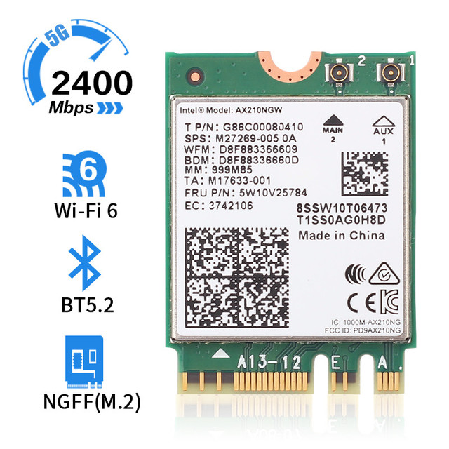 Karta sieciowa Intel AX210 802.11ax/ac 2.4Ghz 5Ghz M.2 Bluetooth 5.2 WiFi 6E 3000 mb/s - Adapter do laptopa - Wianko - 10