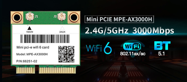 Karta sieciowa Intel AX210 802.11ax/ac 2.4Ghz 5Ghz M.2 Bluetooth 5.2 WiFi 6E 3000 mb/s - Adapter do laptopa - Wianko - 1
