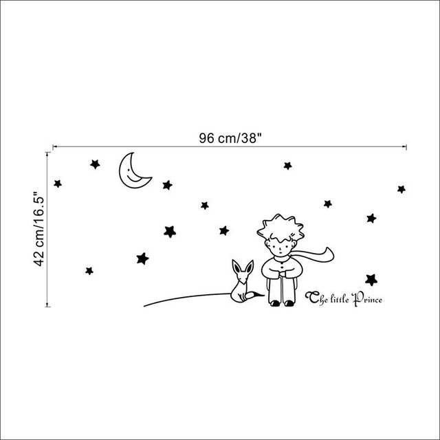 Naklejka ścienno-dekoracyjna Mały książę z kotem, księżycem, gwiazdami - idealna ozdoba dziecięcego pokoju - Wianko - 5
