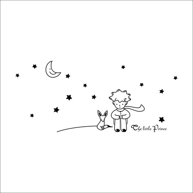 Naklejka ścienno-dekoracyjna Mały książę z kotem, księżycem, gwiazdami - idealna ozdoba dziecięcego pokoju - Wianko - 6