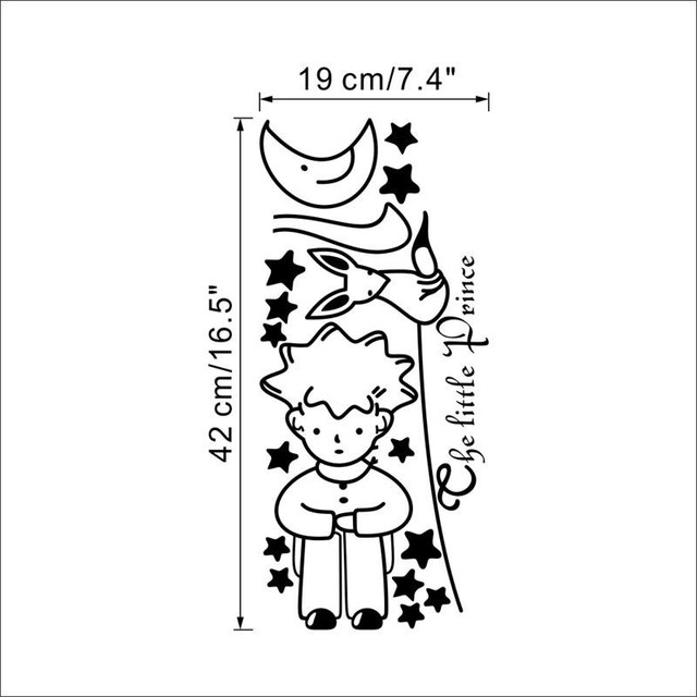 Naklejka ścienno-dekoracyjna Mały książę z kotem, księżycem, gwiazdami - idealna ozdoba dziecięcego pokoju - Wianko - 4