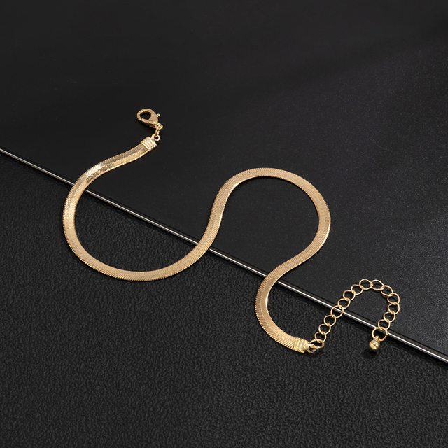 Okretowe proste ostrze wąż łańcuch bransoletka na nogę ze stopu miedzi w kolorze złotym PUNK Gothic K-pop biżuteria na stopy - Wianko - 11