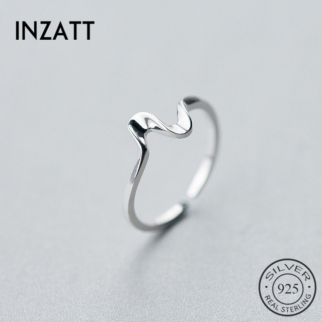 Pierścień regulowany minimalistyczny fala INZATT z prawdziwego 925 Sterling Silver - fine jewelry dla kobiet - Wianko - 3