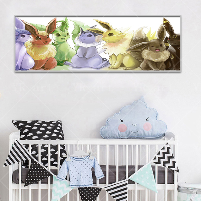 Plakat Pokemon na płótnie - Pikachu Bulbasaur Charmander Squirtle - Malarstwo i kaligrafia - Wianko - 5