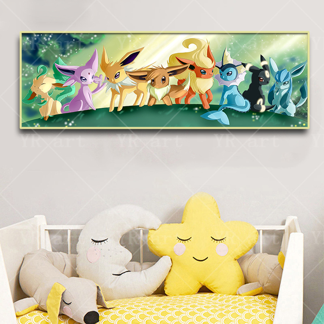 Plakat Pokemon na płótnie - Pikachu Bulbasaur Charmander Squirtle - Malarstwo i kaligrafia - Wianko - 4