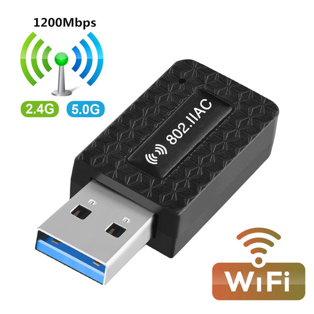 Karta sieciowa USB 3.0 o prędkości 1200Mbps, dwuzakresowa (2.4G/5G) z anteną WiFi i Ethernet dla PC - Wianko - 1