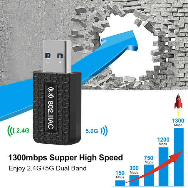 Karta sieciowa USB 3.0 o prędkości 1200Mbps, dwuzakresowa (2.4G/5G) z anteną WiFi i Ethernet dla PC - Wianko - 2